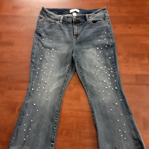 Lane Bryant Denim - Lane Bryant Embellished Denim Capris Cropped Pants
